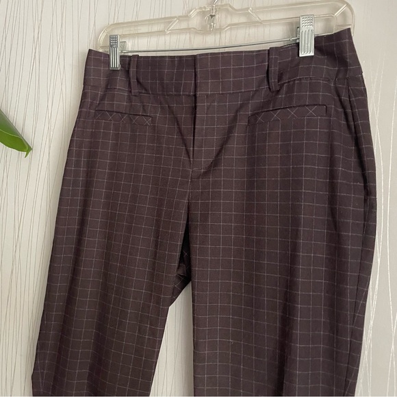 Calvin Klein Dress Pants Women’s size 6 Windowpane Plaid Burgundy - Picture 4 of 9